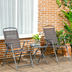 Patio Bistro Set Folding Chairs & Coffee Table For Balcony | Brown