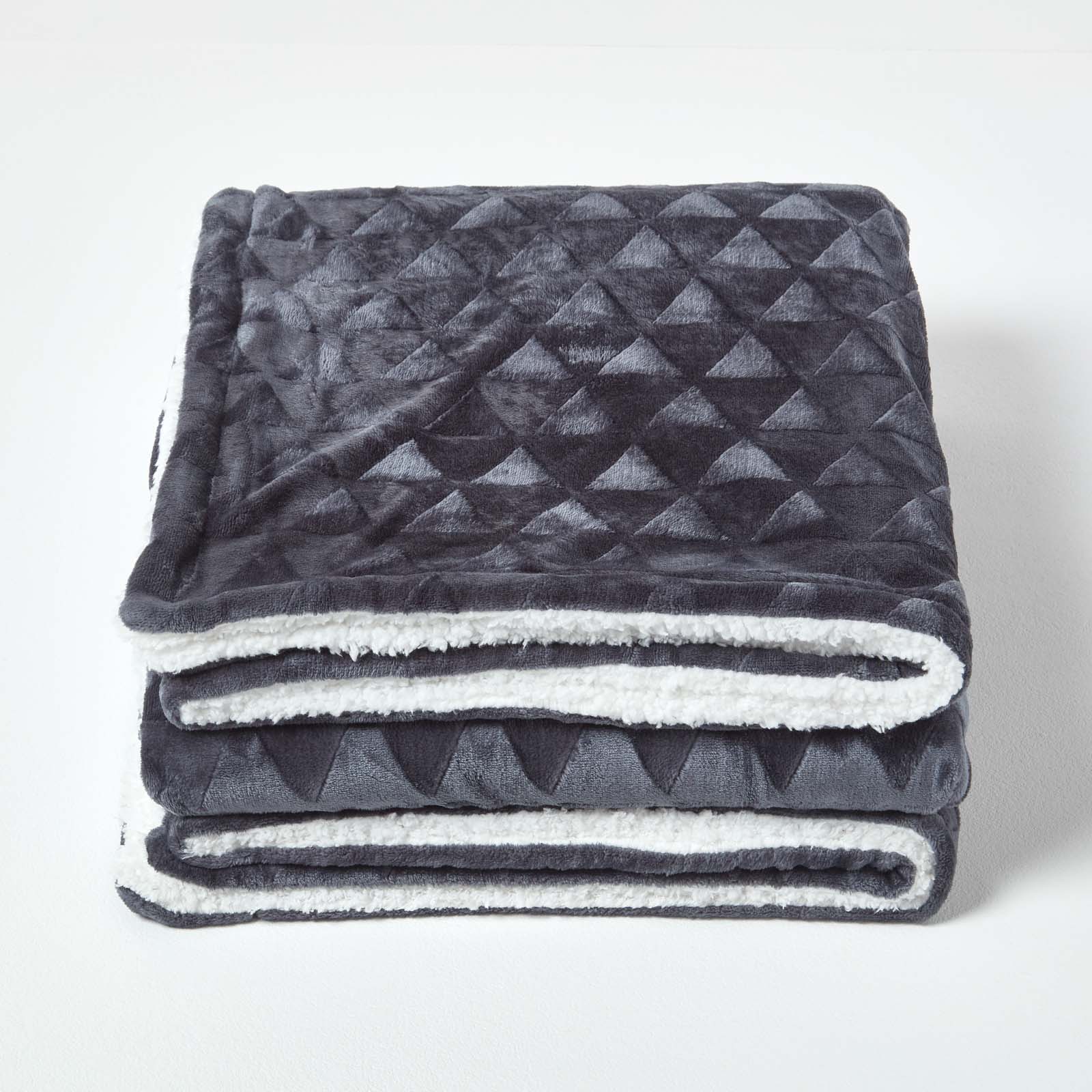 Geometric Triangle Velvet Throw | 130cm x 160cm | Dark Grey