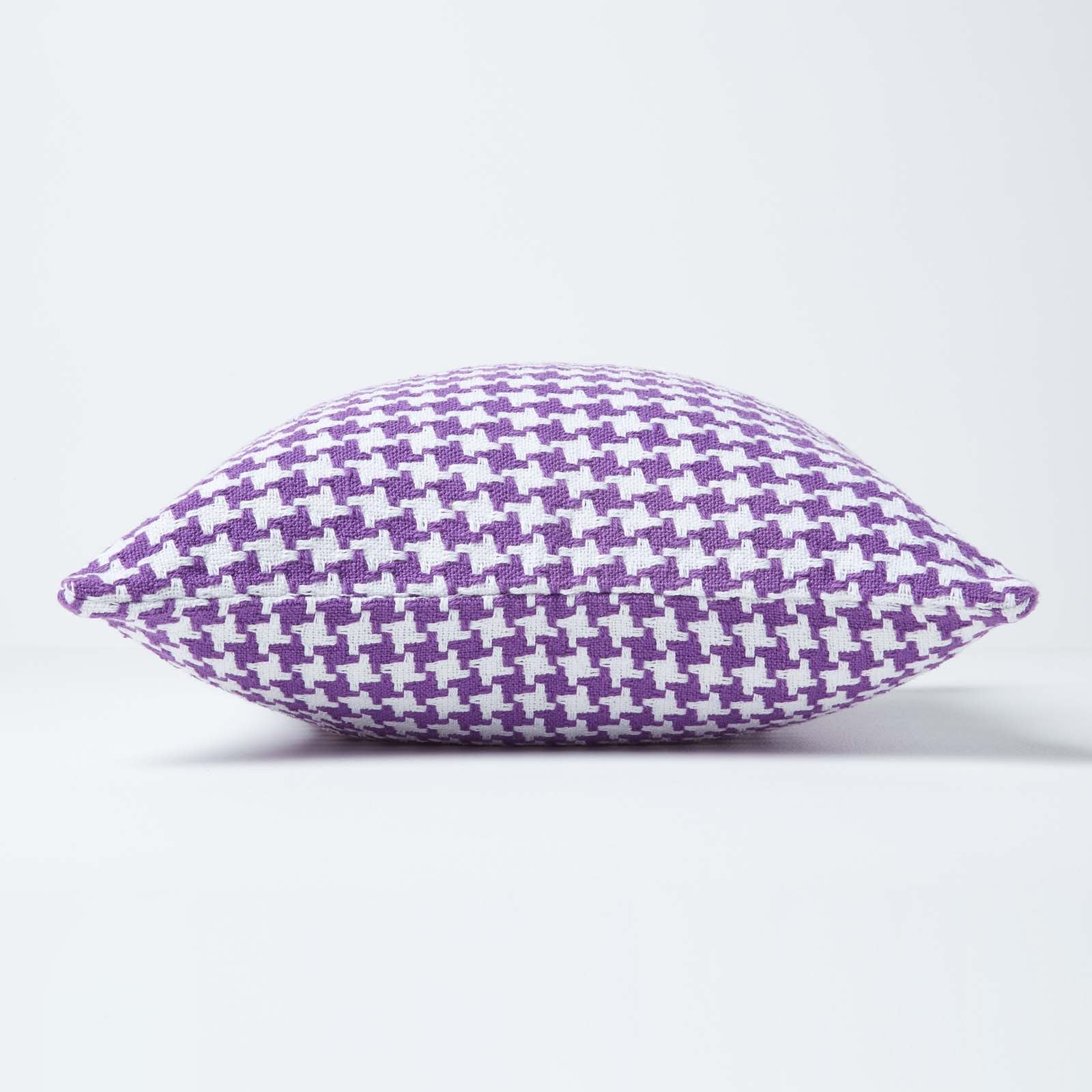 Houndstooth Cotton Cushion Cover | 60cm x 60cm | Purple
