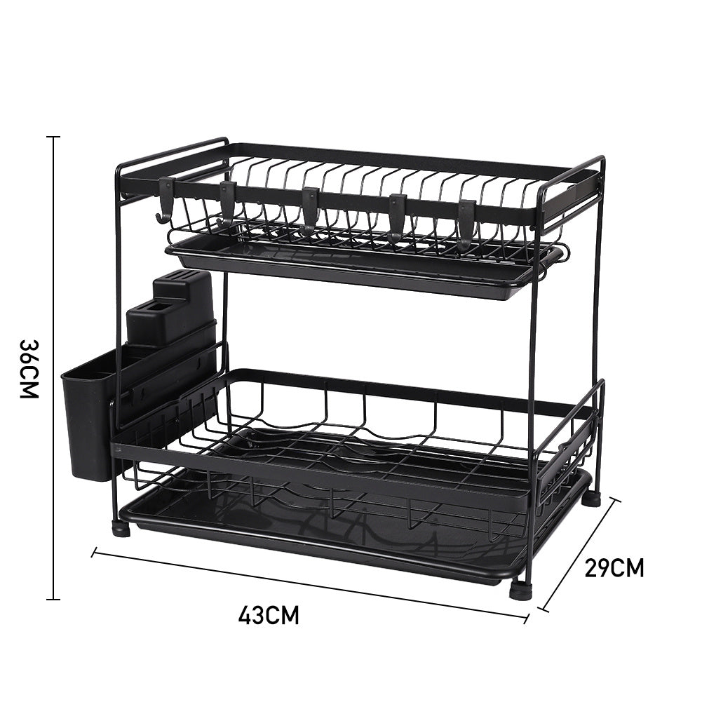 2 Tier Dish Drying Rack With Drainboards
