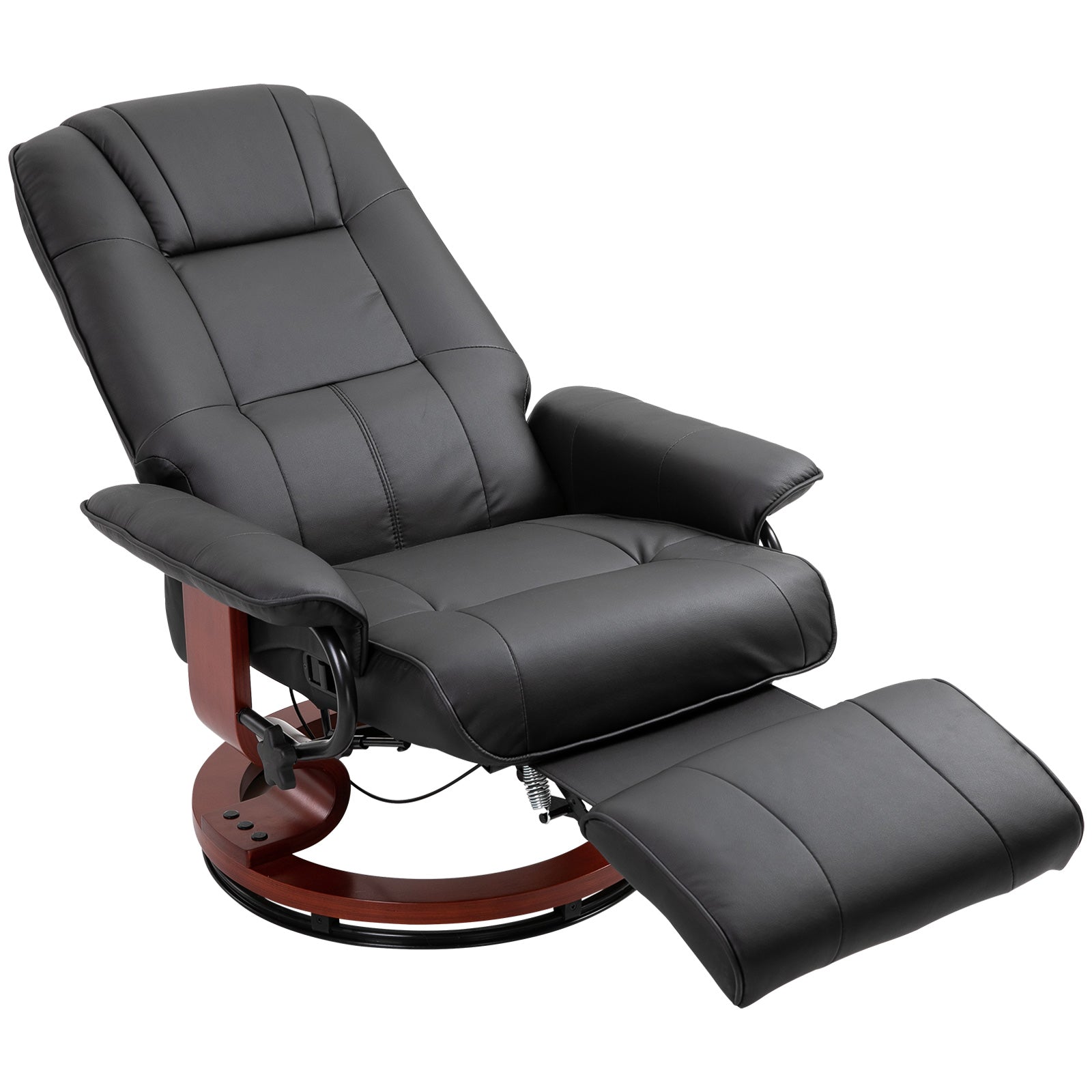 Manual Recliner Swivel Reclining Chair With Footrest Armrests | Black