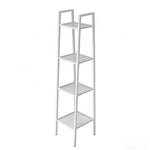 4-tier Freestanding Metal Ladder Shelf With Mesh Shelves | White