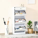 High Gloss Shoe Cabinet 4 Drawers Shoe Storage For 18 Pairs