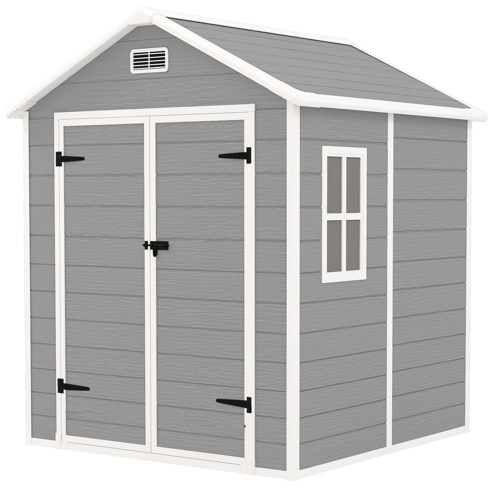 6 X 5ft Resin Garden Shed With Floor And Window | Dark Gray