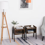 Set Of 2 Industrial Side Tables, Stacking, Shelf