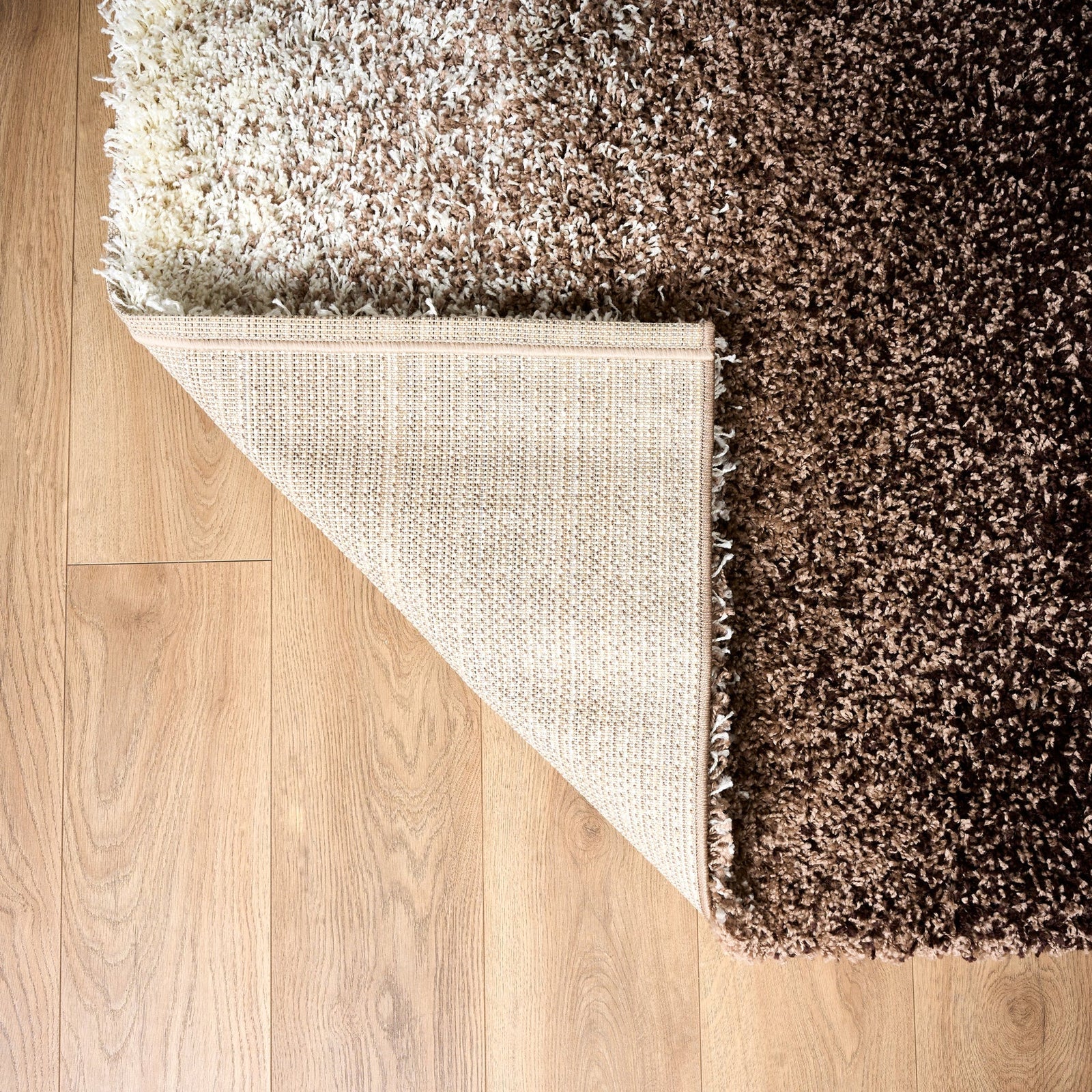 Blended Thick Shaggy Fluffy Deep Pile Living Room Rug | 80cm x 150cm | Brown