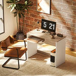 Compact Computer Table With Keyboard Tray And Drawer | Oak