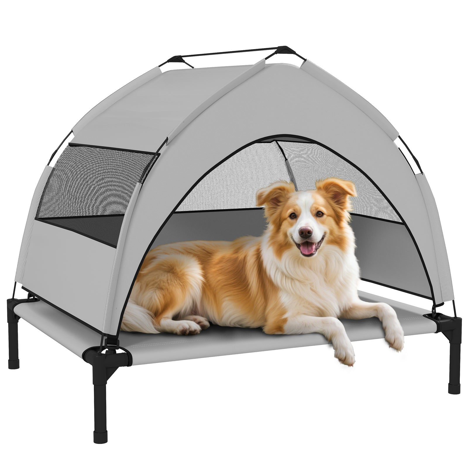 Portable Elevated Dog Bed With Removable Canopy, 76 X 61 X 70 Cm