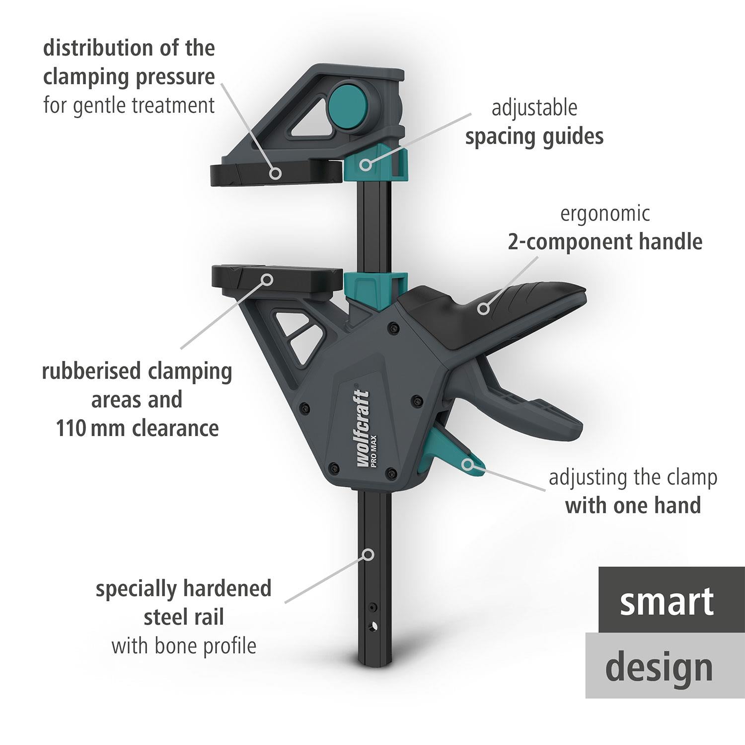 Pro Max One-hand Clamp Heavy Duty Professional Woodworking Grip | 450mm