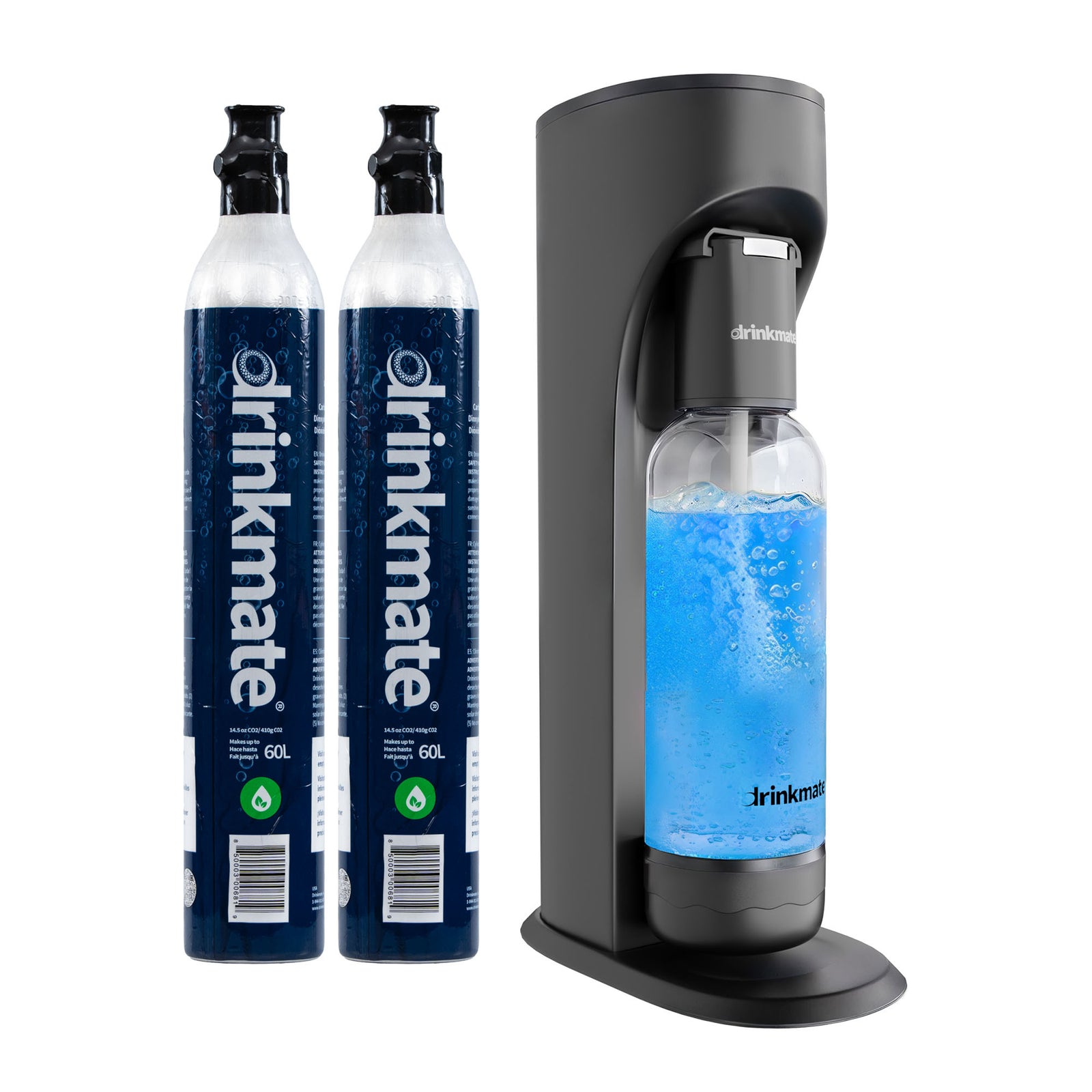 Omnifizz Soda Maker, Sparkling Water Maker With 60l Co2 Canister | Set-of-2 | Black