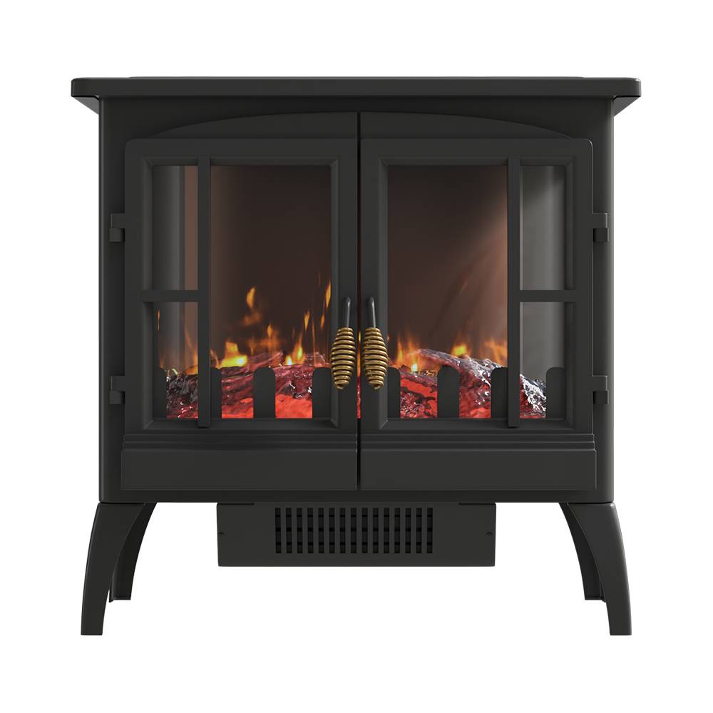 Freestanding Electric Fireplace Heater,1000w/2000w Portable Space Heater With Realistic Flame, Adjustable Brightness & Overheat Protection