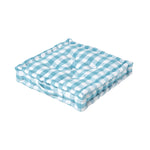 Block Check Cotton Gingham Floor Cushion | 50cm x 50cm | Blue