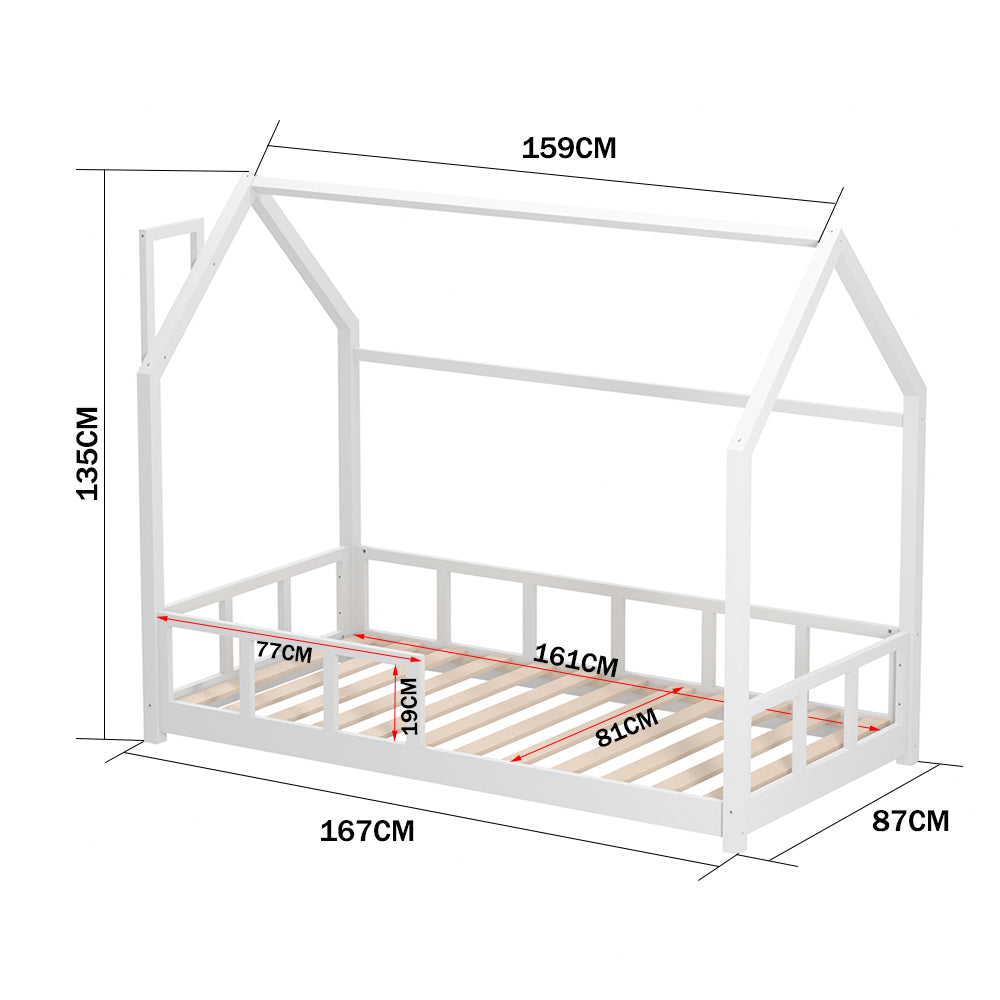 Kid’s Bed With House Frame Pine Wood | White