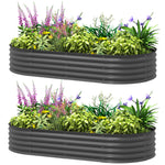 Set Of 2 Raised Beds For Garden W/ Metal Plant Stakes | Dark Gray