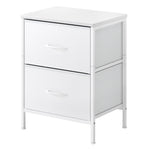 Bedside Table 2 Fabric Drawer Nightstand Shelf Storage Furniture Cabinet | White