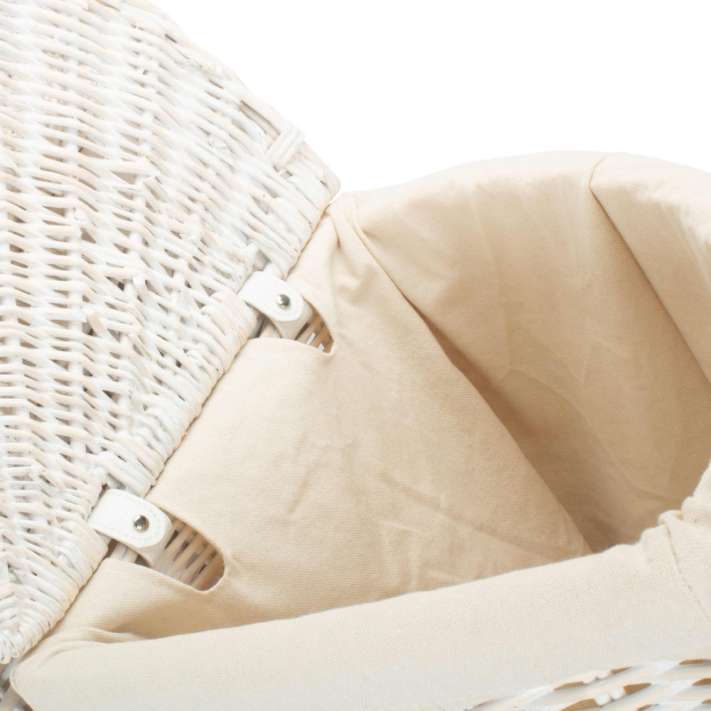 White Oatmeal Cotton Lined Corner White Wash Laundry Baskets | Set-of-2 | White