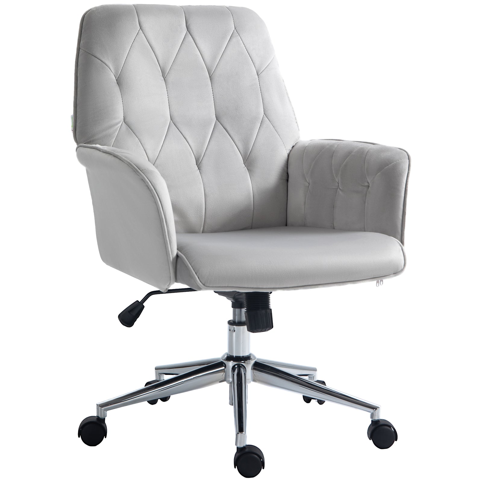 Tufted Swivel Computer Chair W/ Arm | Dove Gray