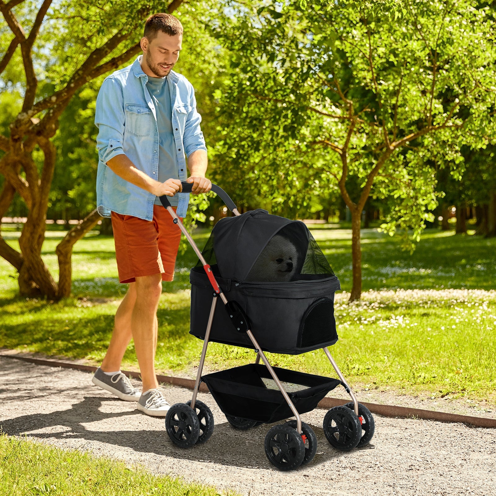3 In 1 Pet Stroller With Detachable Carrier For Mini Dogs | Black