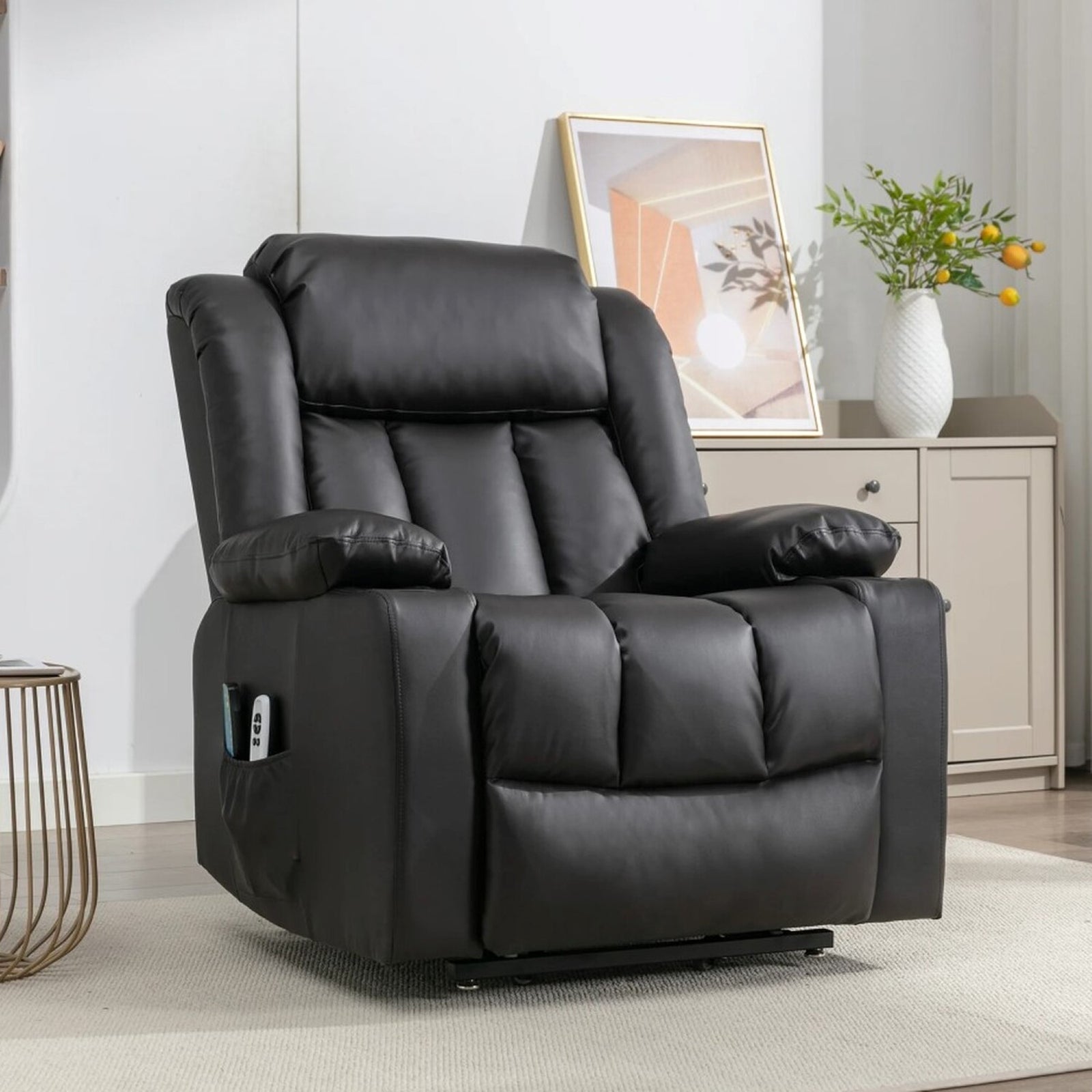 Sheridan Dual Motor Electric Riser Recliner With Massage And Heat | Black