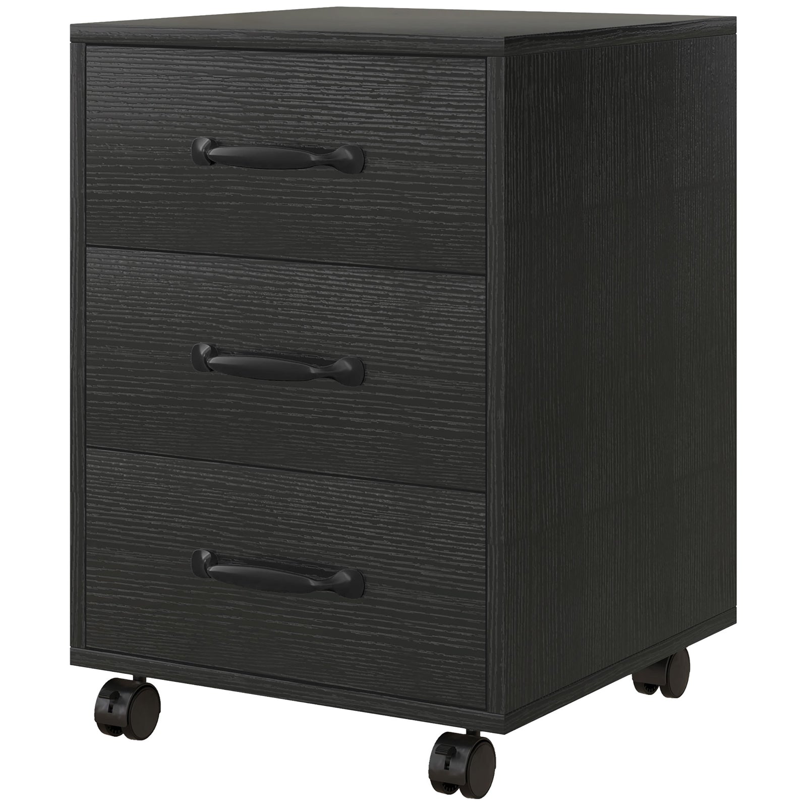 Mobile File Cabinet With 3 Drawers Under Desk | One Size | Black
