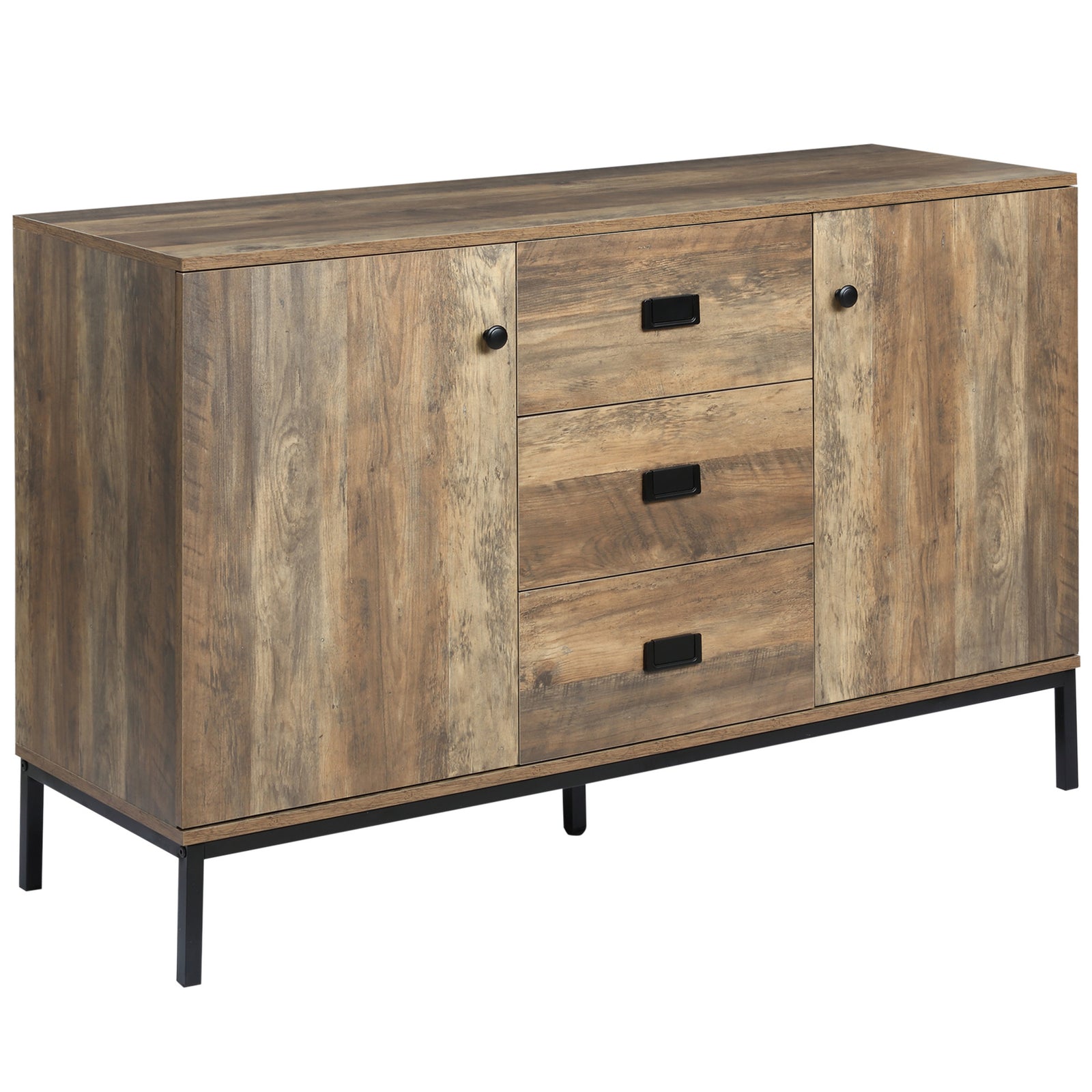 Industrial Sideboard Storage Cabinet Distressed Brown