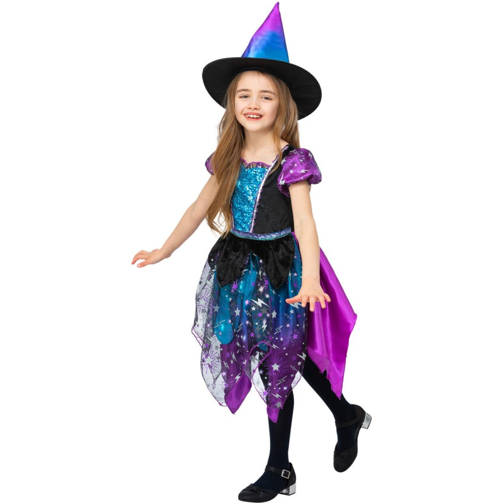 Deluxe Moon & Stars Light Up Witch Costume | Age 10-12