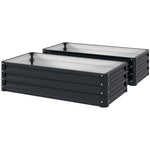 Set Of 2 Raised Garden Bed Elevated Planter Box For Flowers | Grey