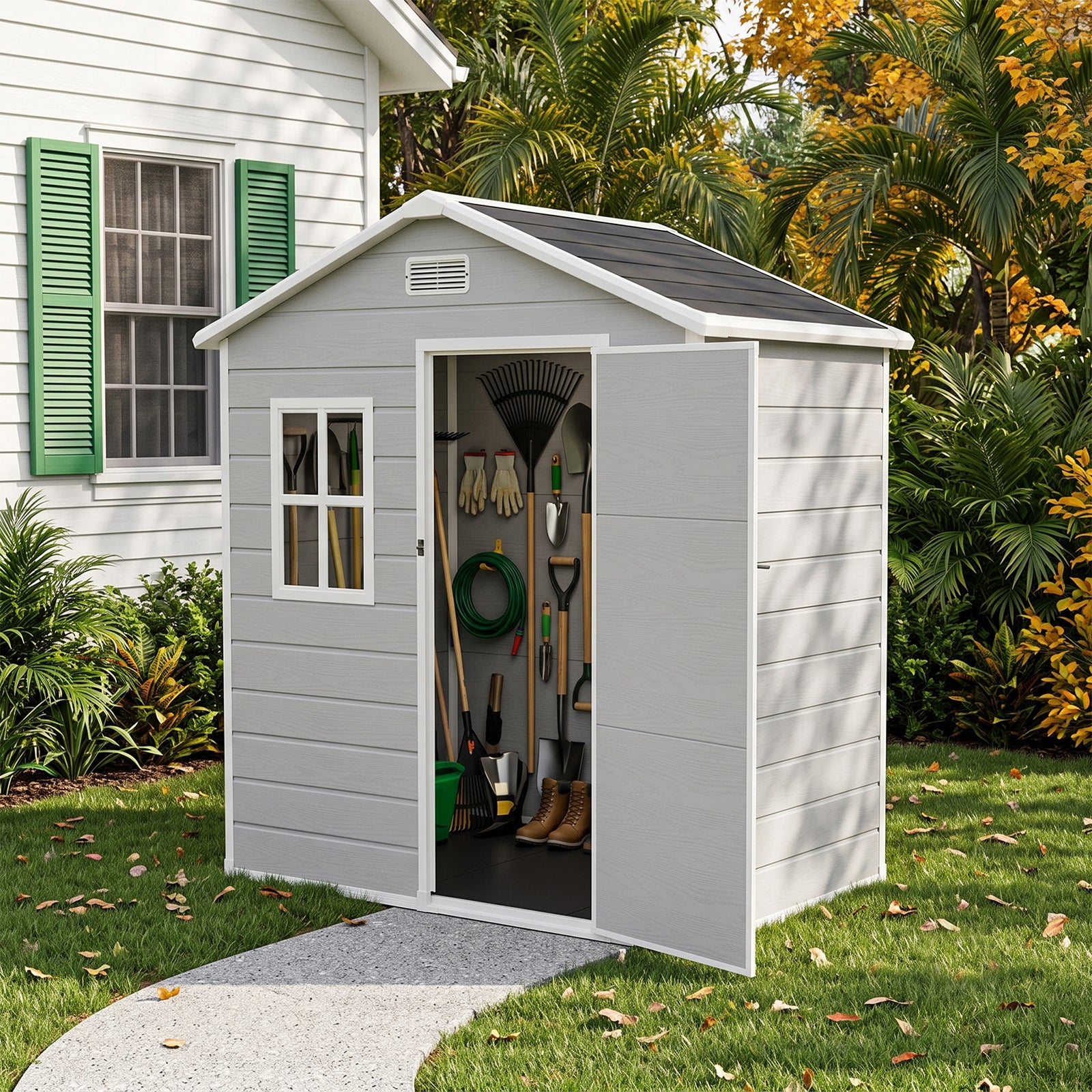 Breeins 6x4ft Outdoor Aluminum & Pp Storage Shed