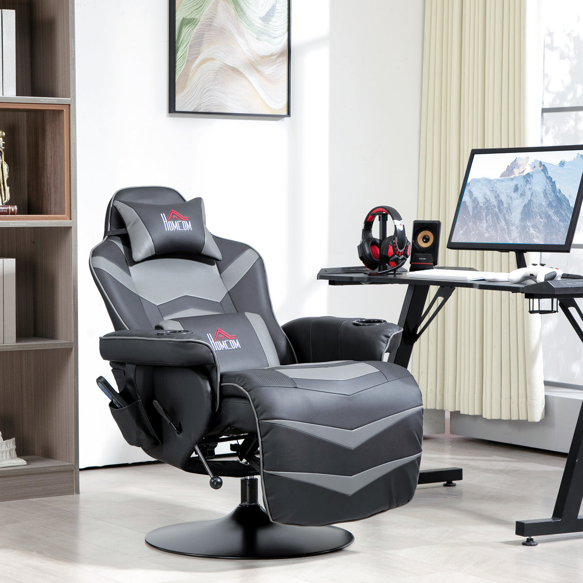 Massage Recliner Chair With Remote, Pu Leather Recliner