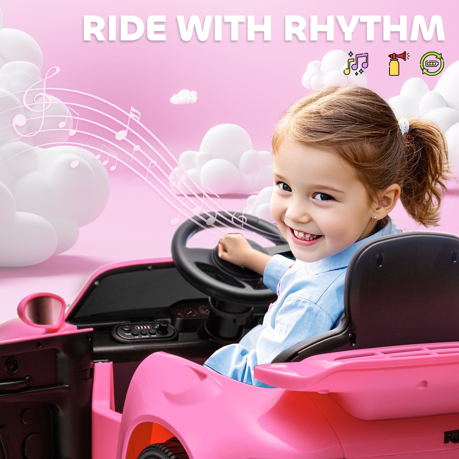 Battery Powered Kids Electric Car With Remote Control | Pink