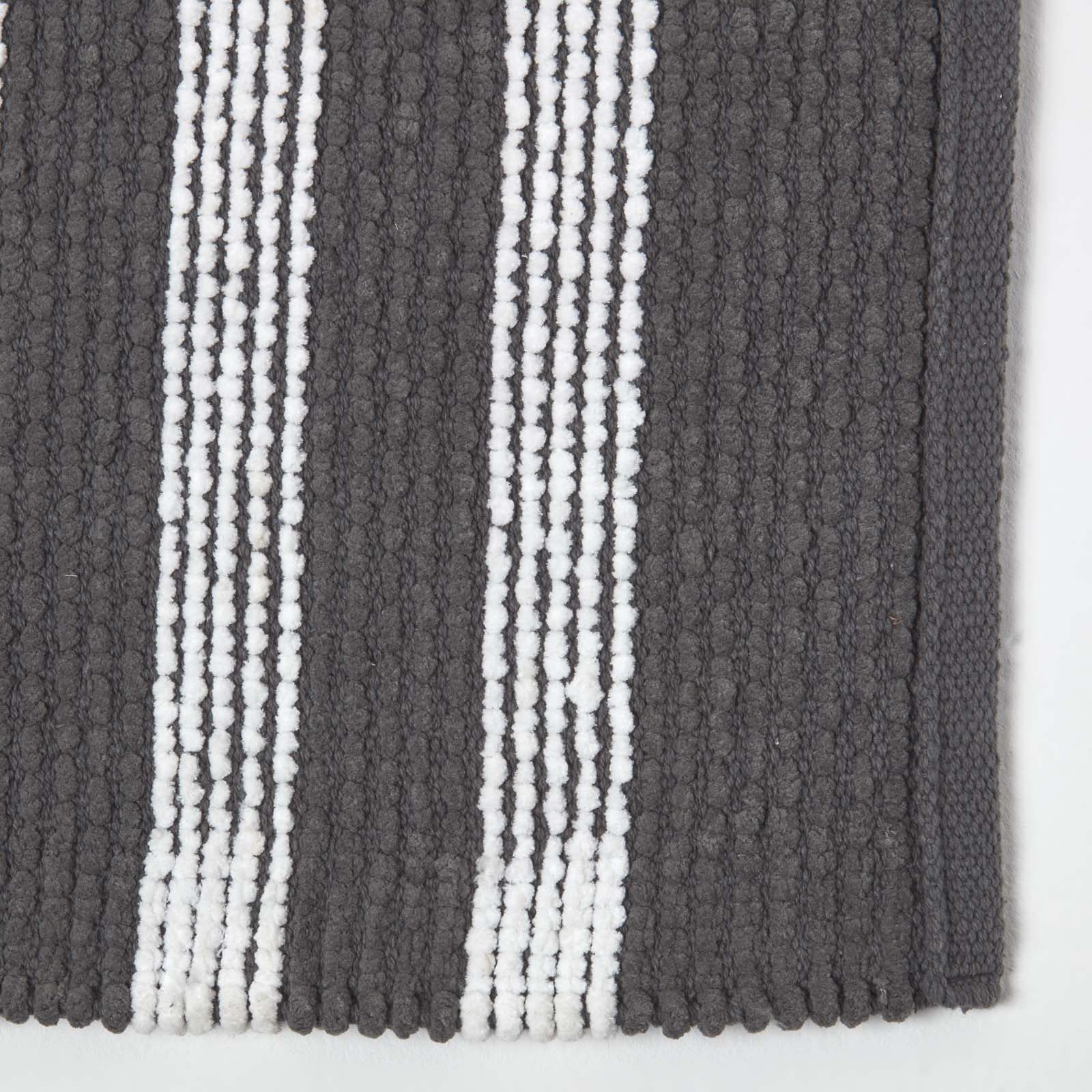 Chenille Stripe Bath Mat | 50 x 80cm | Charcoal Grey