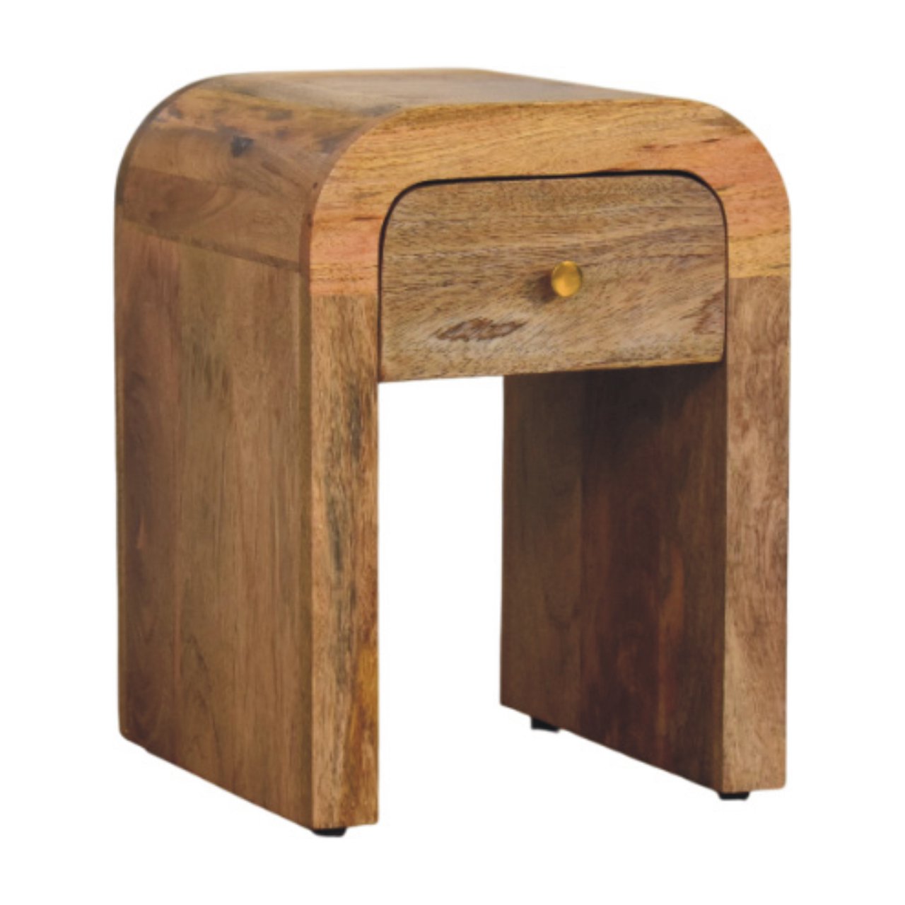 Solid Wood Mini Darcy Oak-ish Nightstand With Curved Edges