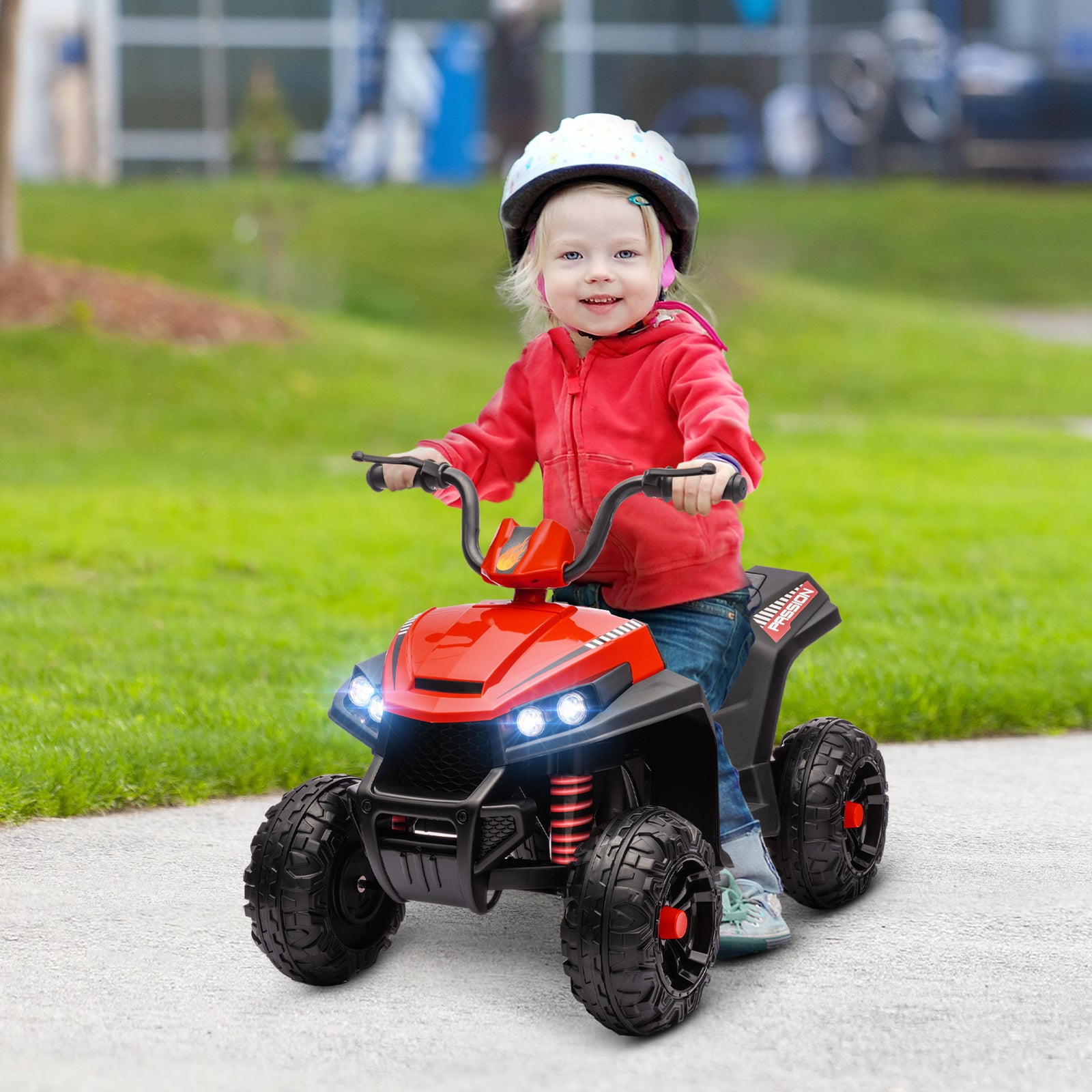 12v Kids Electric Quad Bike W/ Spring Suspension, Forward, Backward | Red