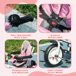 6 In 1 Kids Trike, Stroller With Parent Handle | Pink