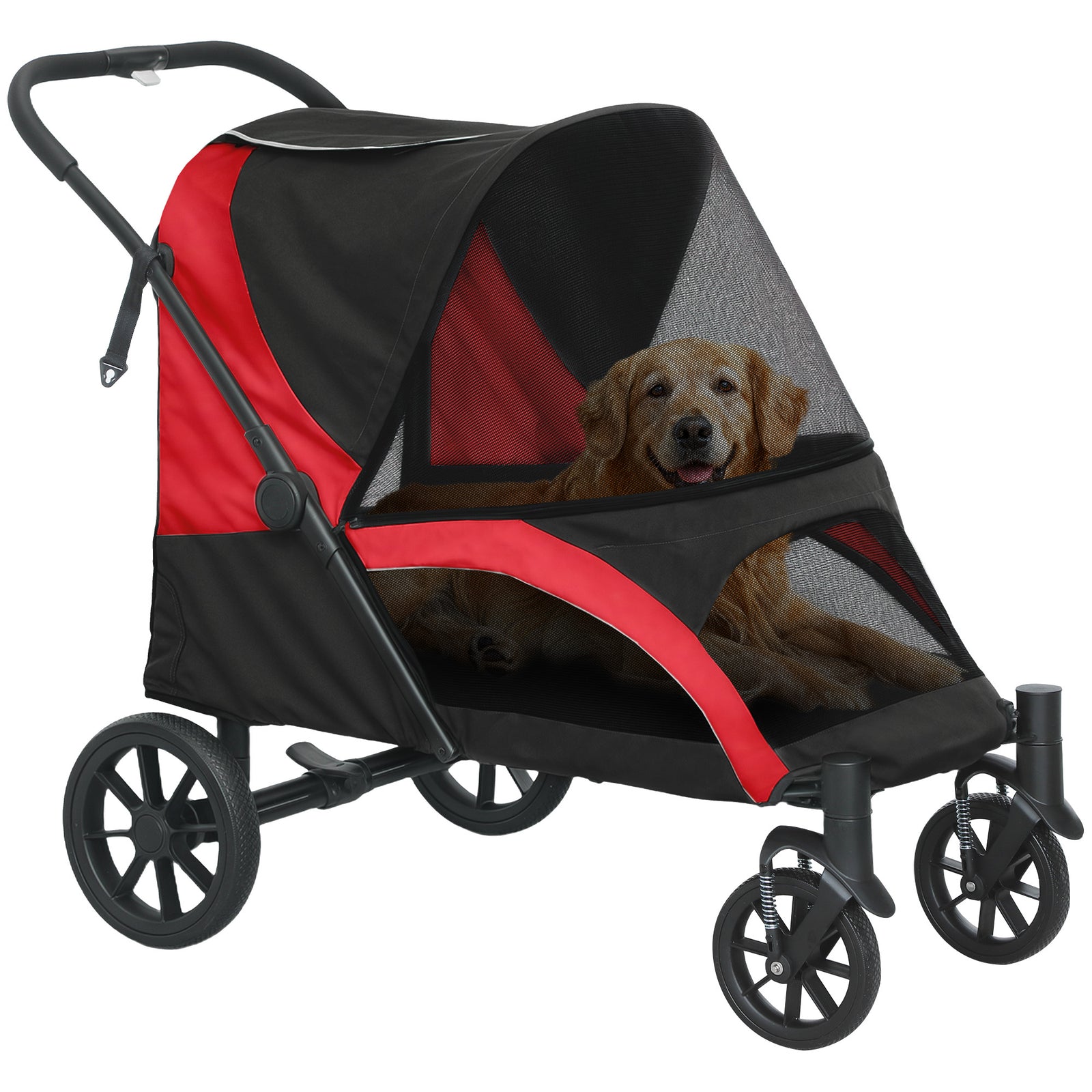 Easy Folding Pet Stroller For Large Dogs | Black