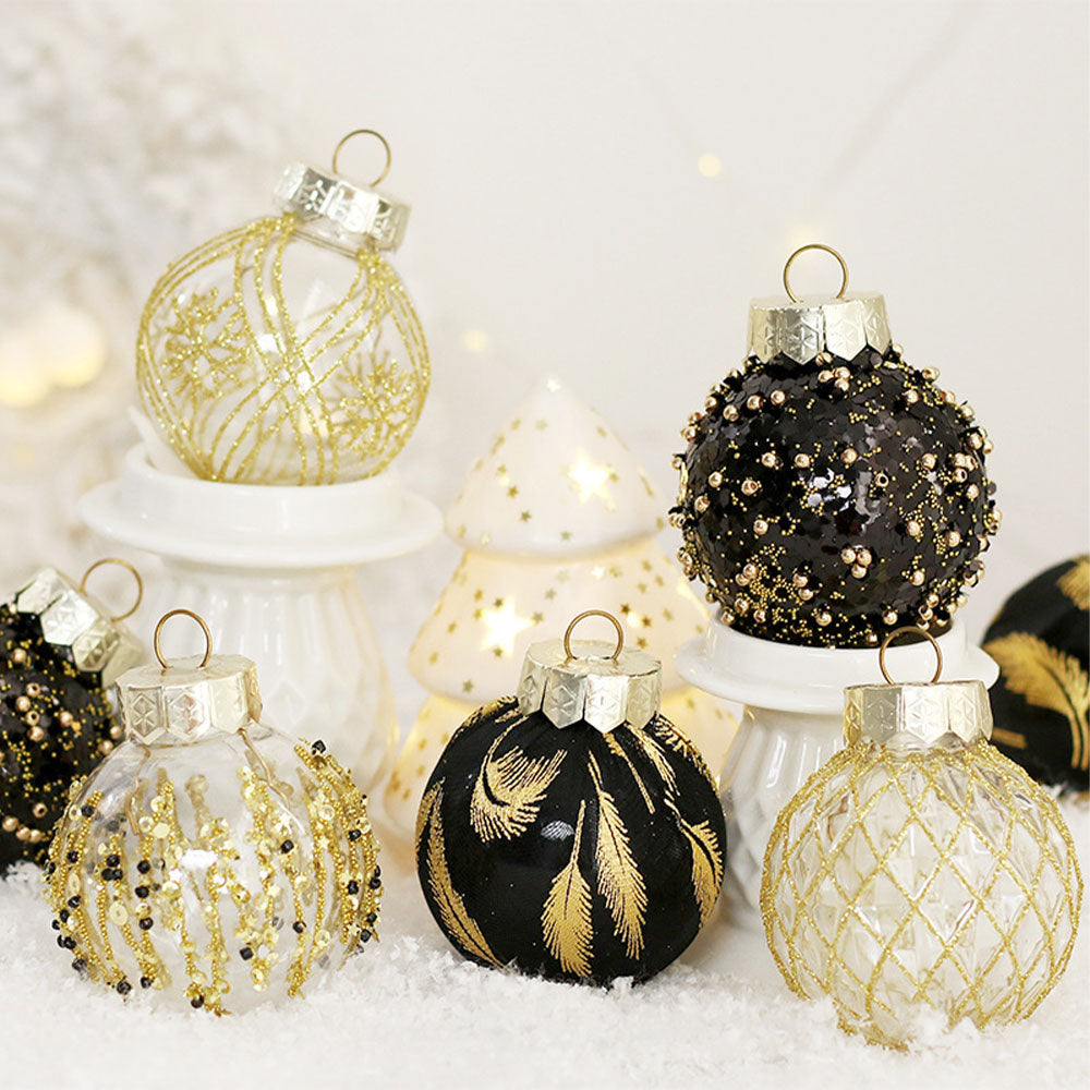 25pcs Christmas Ball Ornament Set | Black & Gold