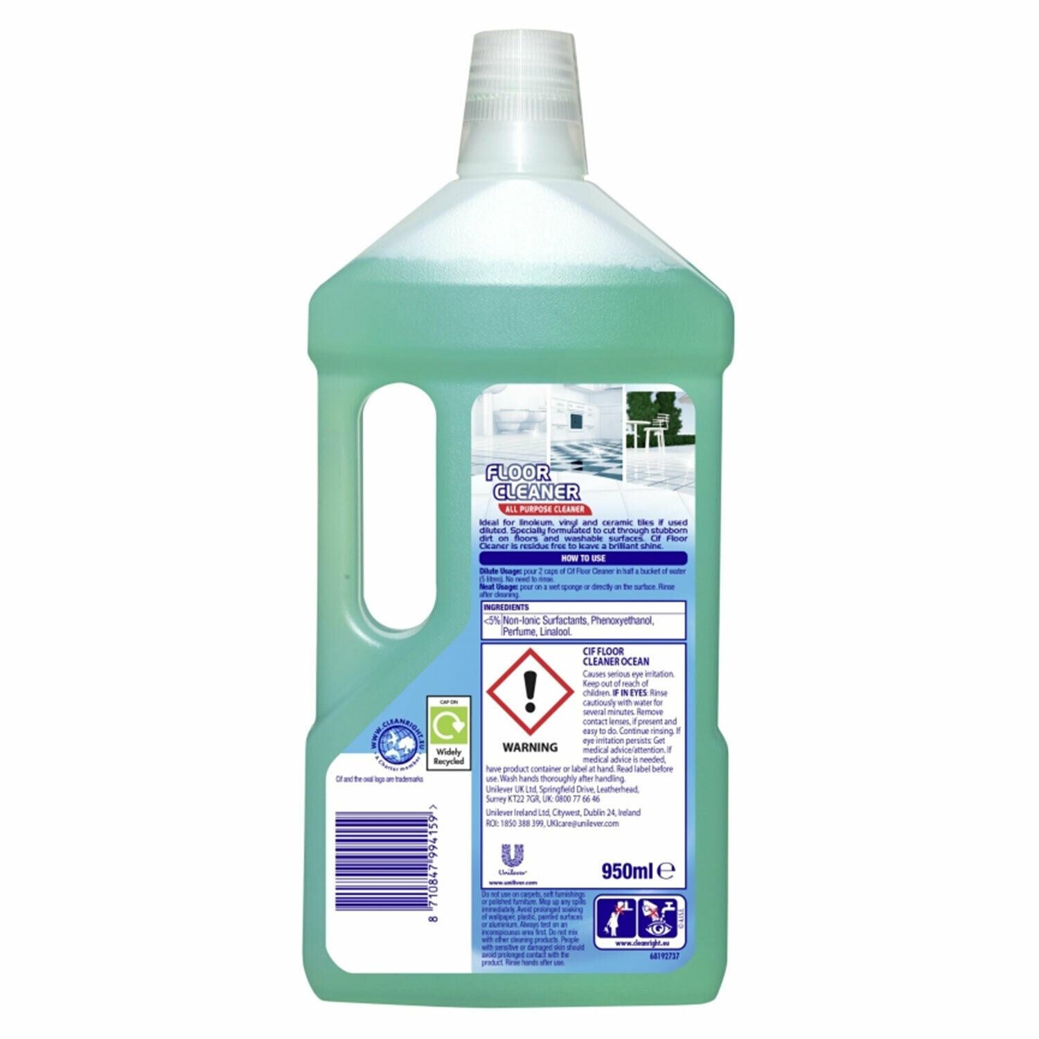 No Residues Floor Cleaner, Ocean 950ml, 2pk