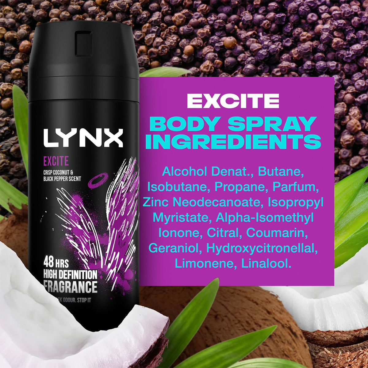 Excite Body Spray Deodorant 48hrs High Definition Fragrance 150ml | Set of 36