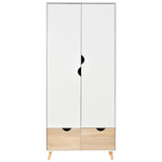 2-door Clothes Wardrobe W/ Rail Shelf 2 Storage Drawers