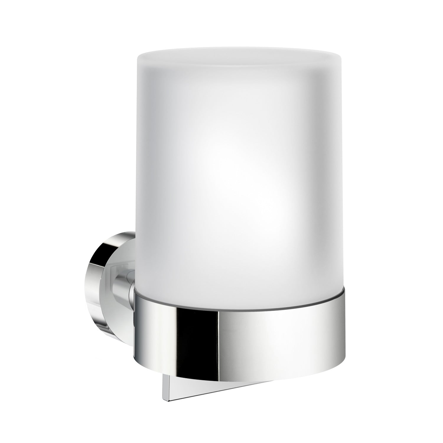 Frosted Glass 150ml Soap Dispenser With Round Wall Mount | Polished Chrome