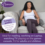 Deluxe Large Reading Pillow, Soft Ribbed Faux Fur, Shredded Memory Foam Cuddle Cuddle Cushion Backrest Arm Support | L | Grey