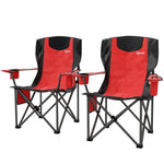 Set Of 2 Folding Camping Chairs With Cooler Bag | Red