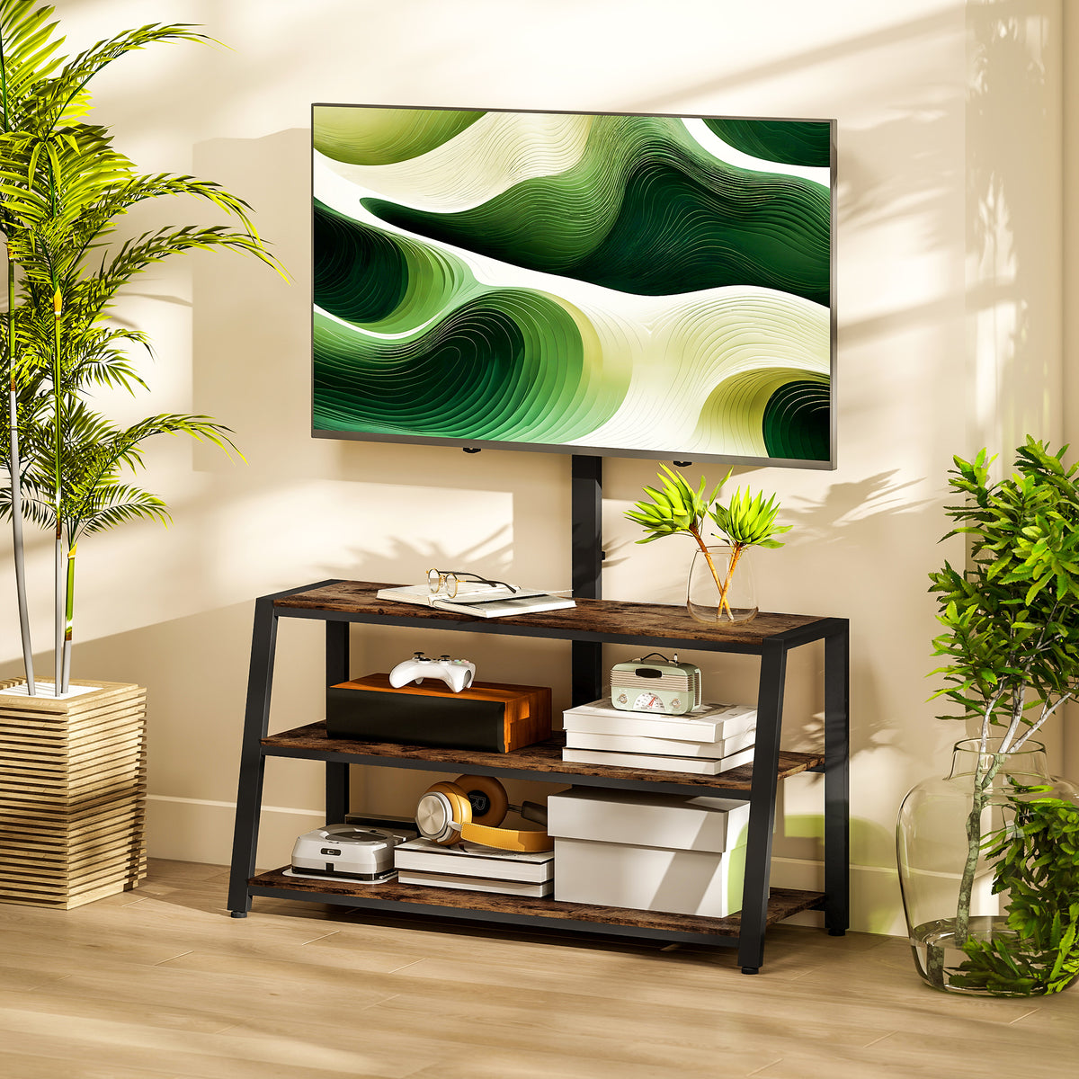 HOMCOM Tv Stand Cabinet With Swivel Bracket For 32 - 70 Inch Tvs