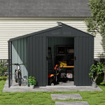 Breeins Outdoor Galvanized Steel Storage Shed With Lean-to