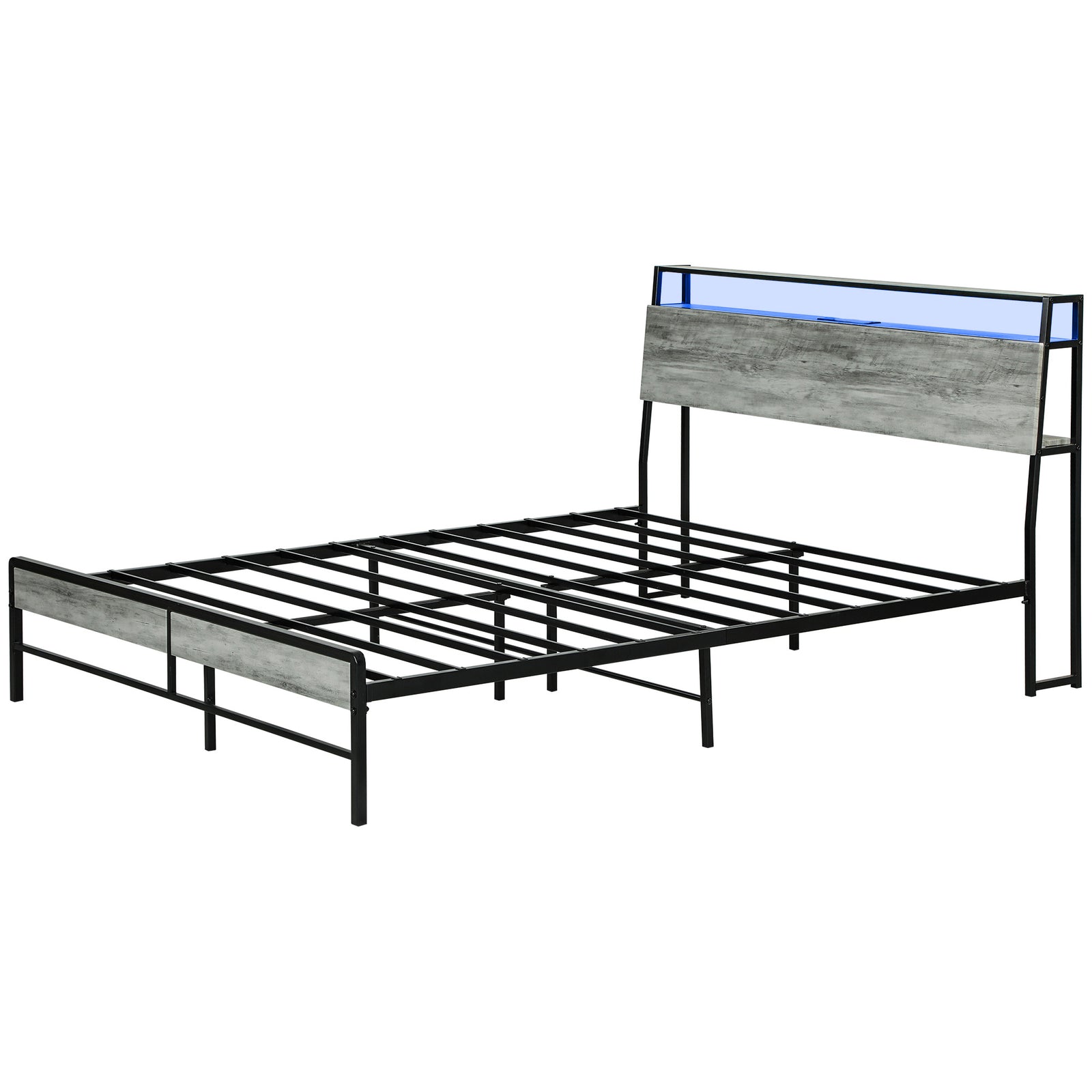 Led Single/double/King Bed Frame With Charging Station | Double