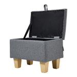 Linen Upholstered Storage Ottoman | Grey