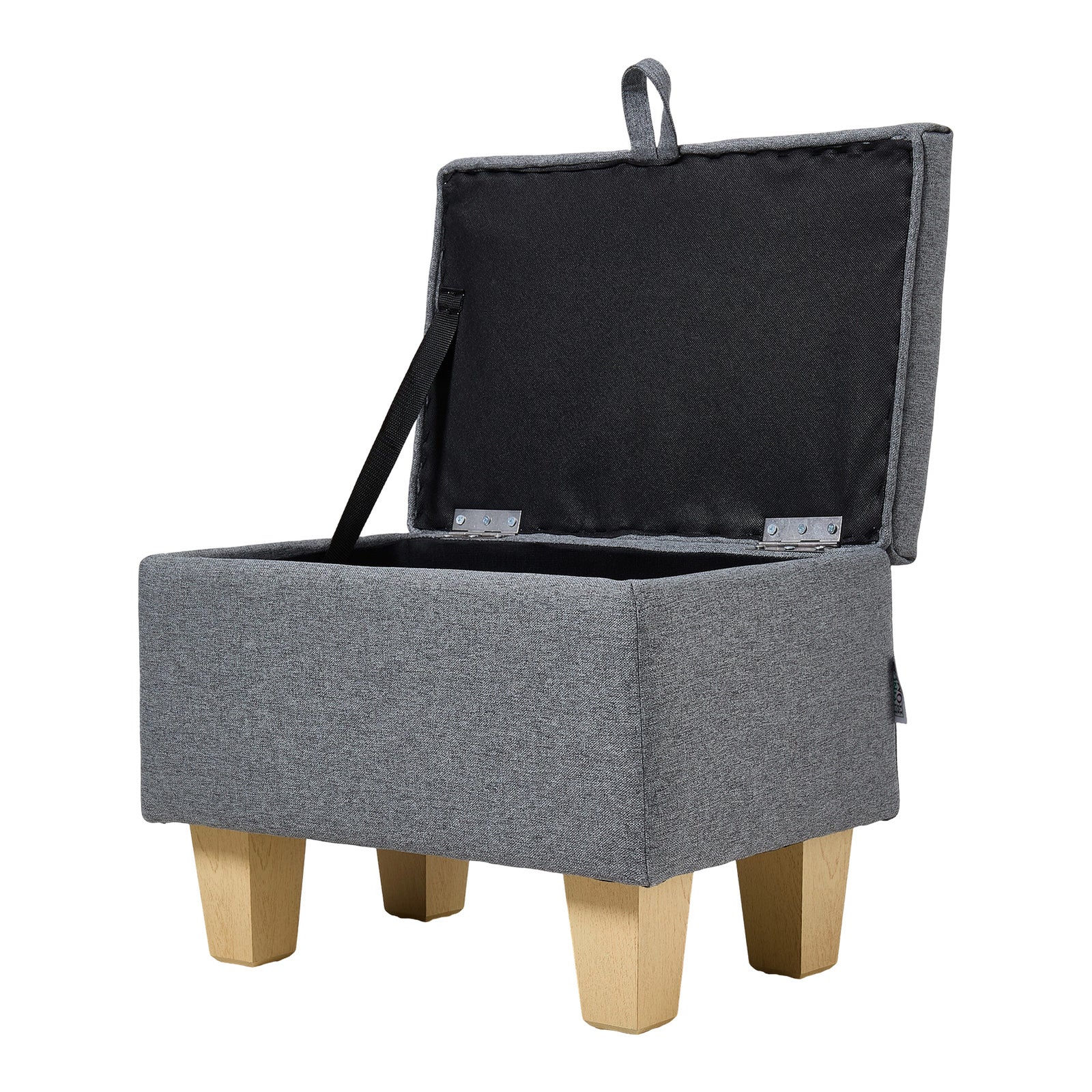 Linen Upholstered Storage Ottoman | Grey