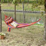 Cotton Hammock W/ Headrest & Side Pocket Deluxe Swing Chair