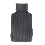 Livivo Grey 2l Hot Water Bottle With Cosy Knit Cover And Hand Warmer Pockets