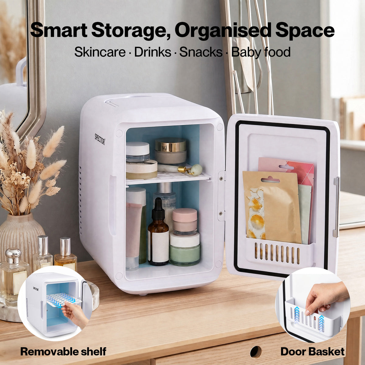 Spector Mini Fridge Portable Fridge, Cooler And Warmer, White